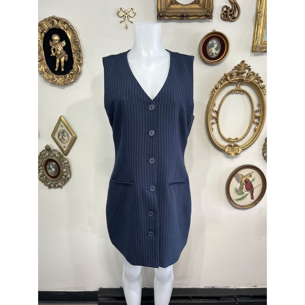 Abercrombie & Fitch Navy Blue Pinstripe Vest Size LP
